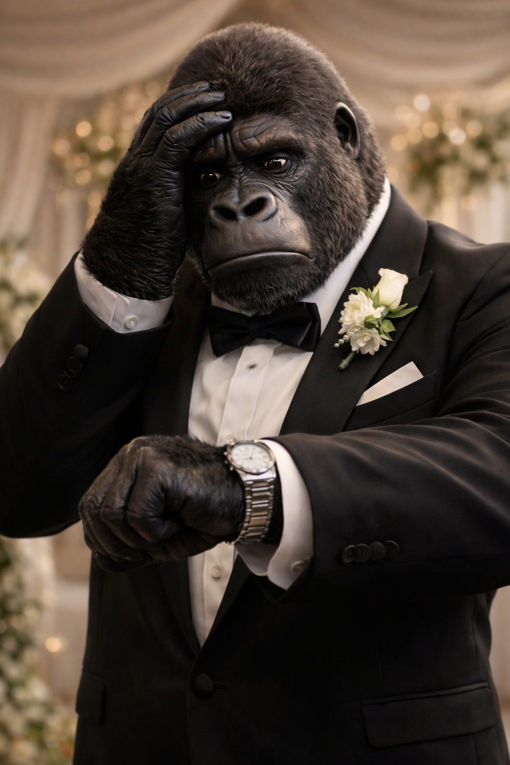 Gorilla che guarda l'orologio